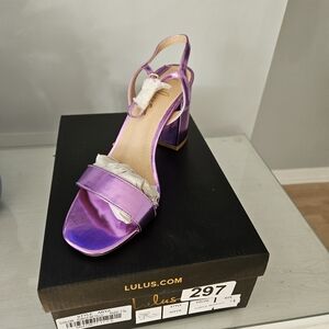 Lulu's Shiny Purple Block Heels